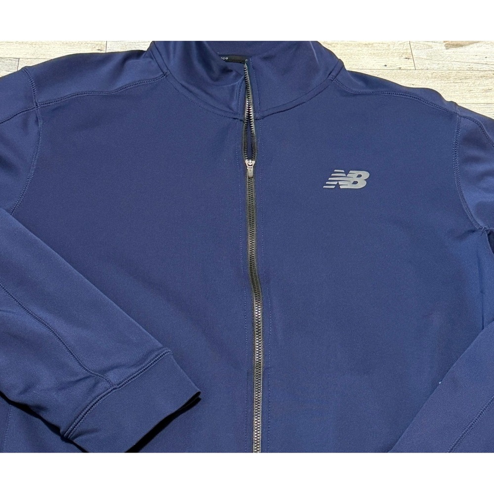 New Balance Mens NB Dry Full Zip Track Jacket Navy Blue Large Mock Neck Active